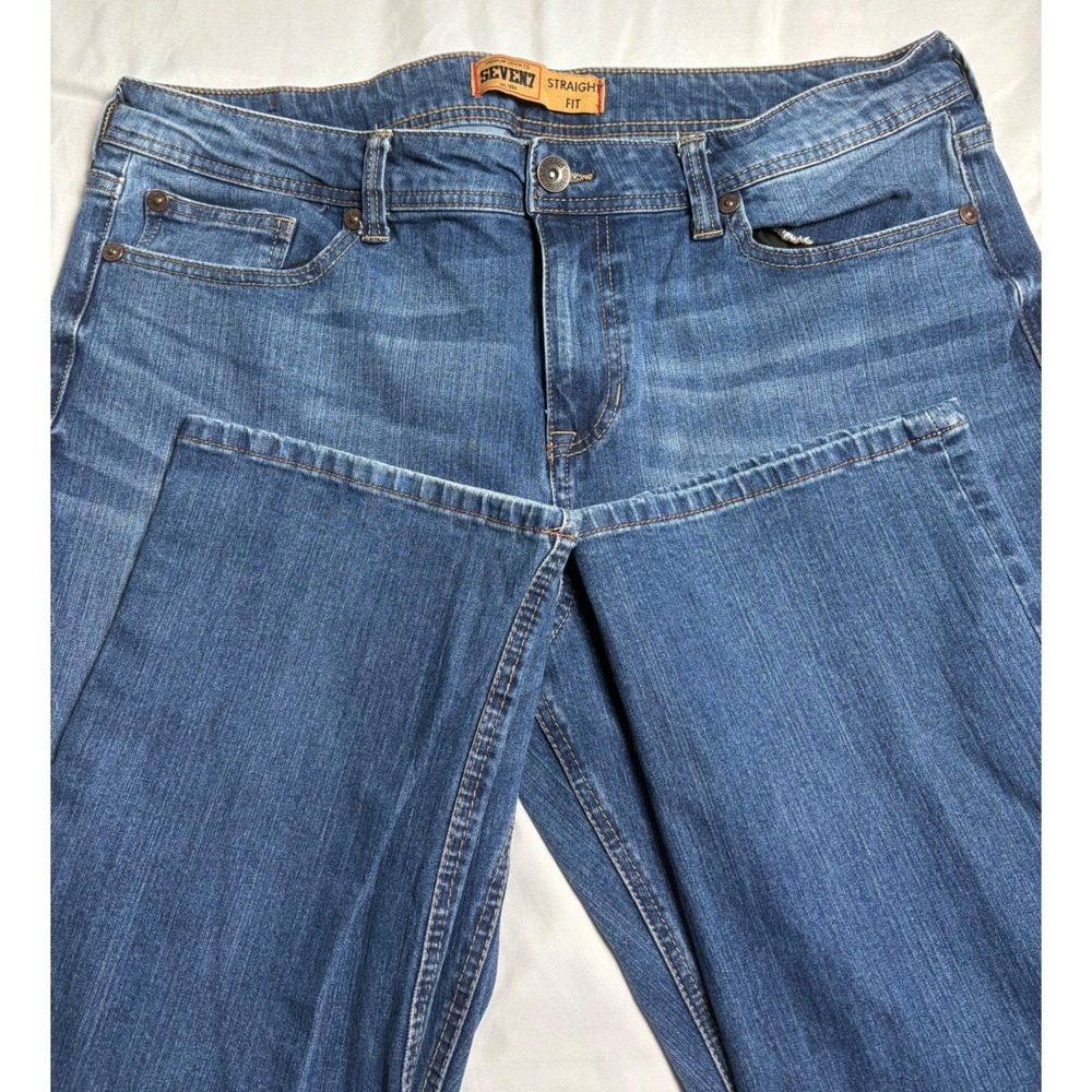 Seven7 Straight Fit Jeans Mens 38x32 Blue Excellent Stretch Denim Pants - Picture 10 of 14
